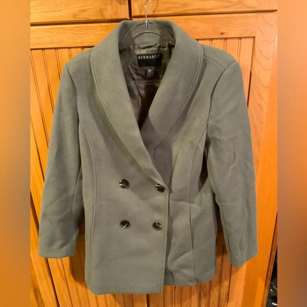 Bernardo Double-Breasted Gray Pea Coat - Picture 1 of 7